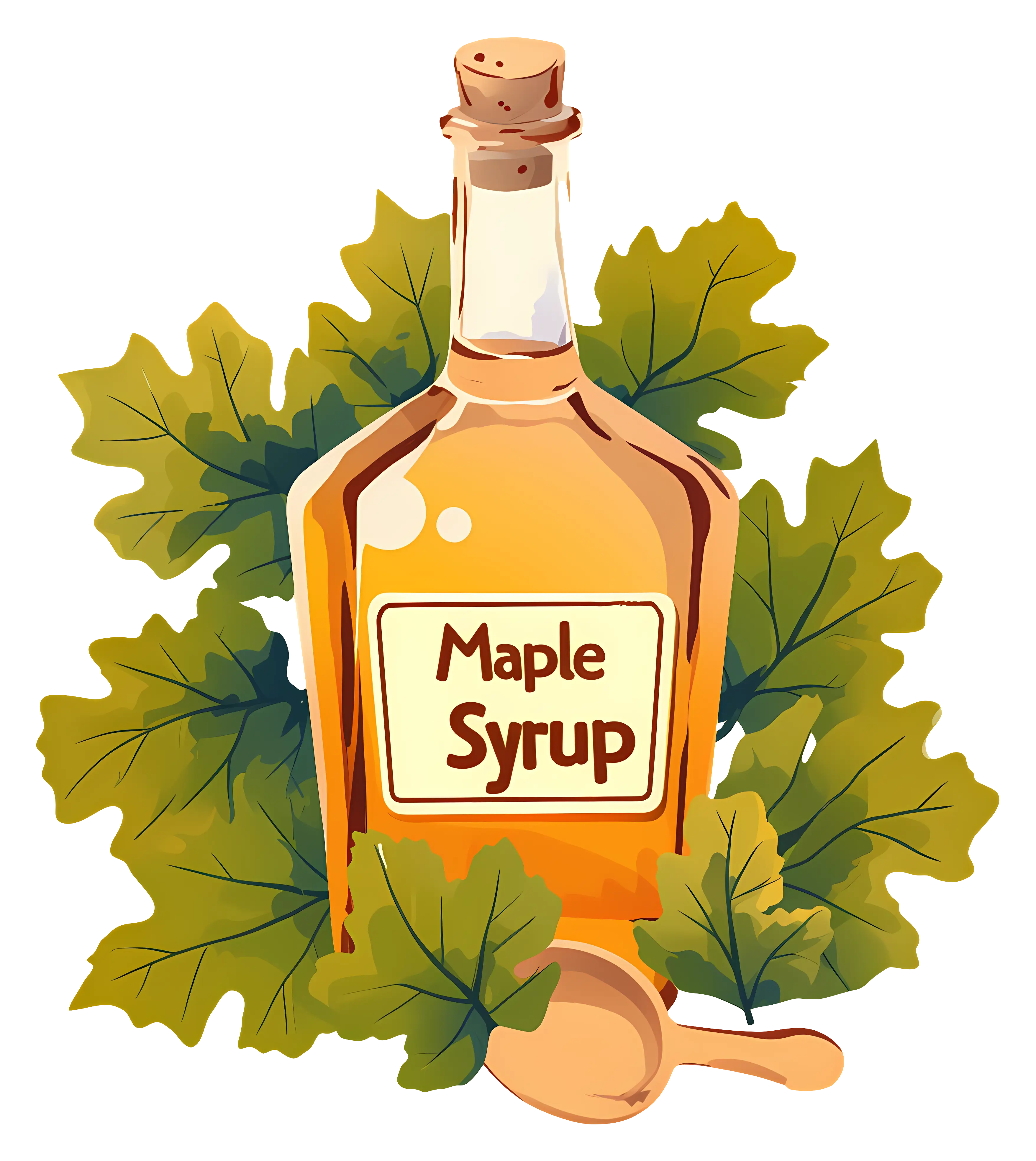 Maple Syrup Bottle with Decorative Leaves