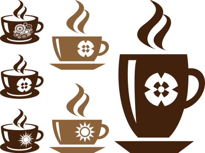 Stylized Brown Coffee Cups for Hot Beverages