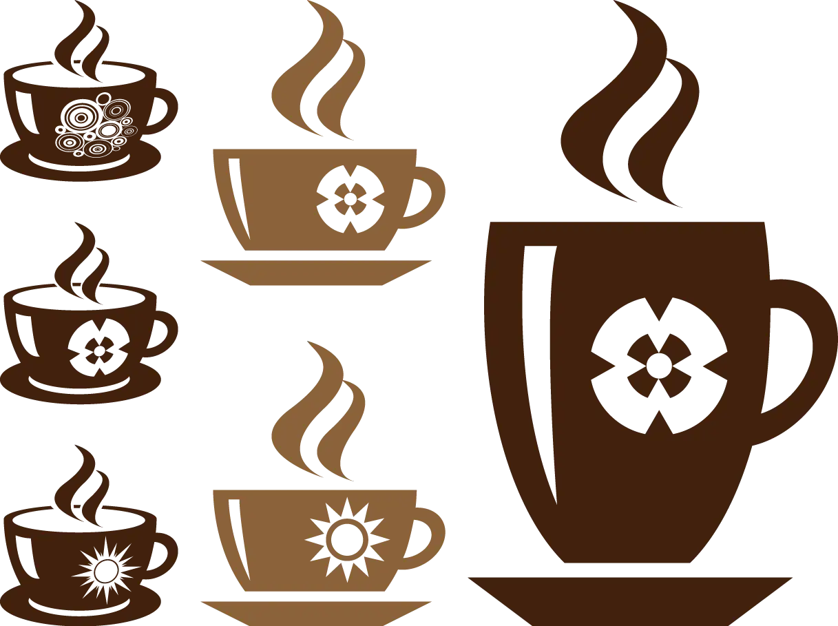 Stylized Brown Coffee Cups for Hot Beverages