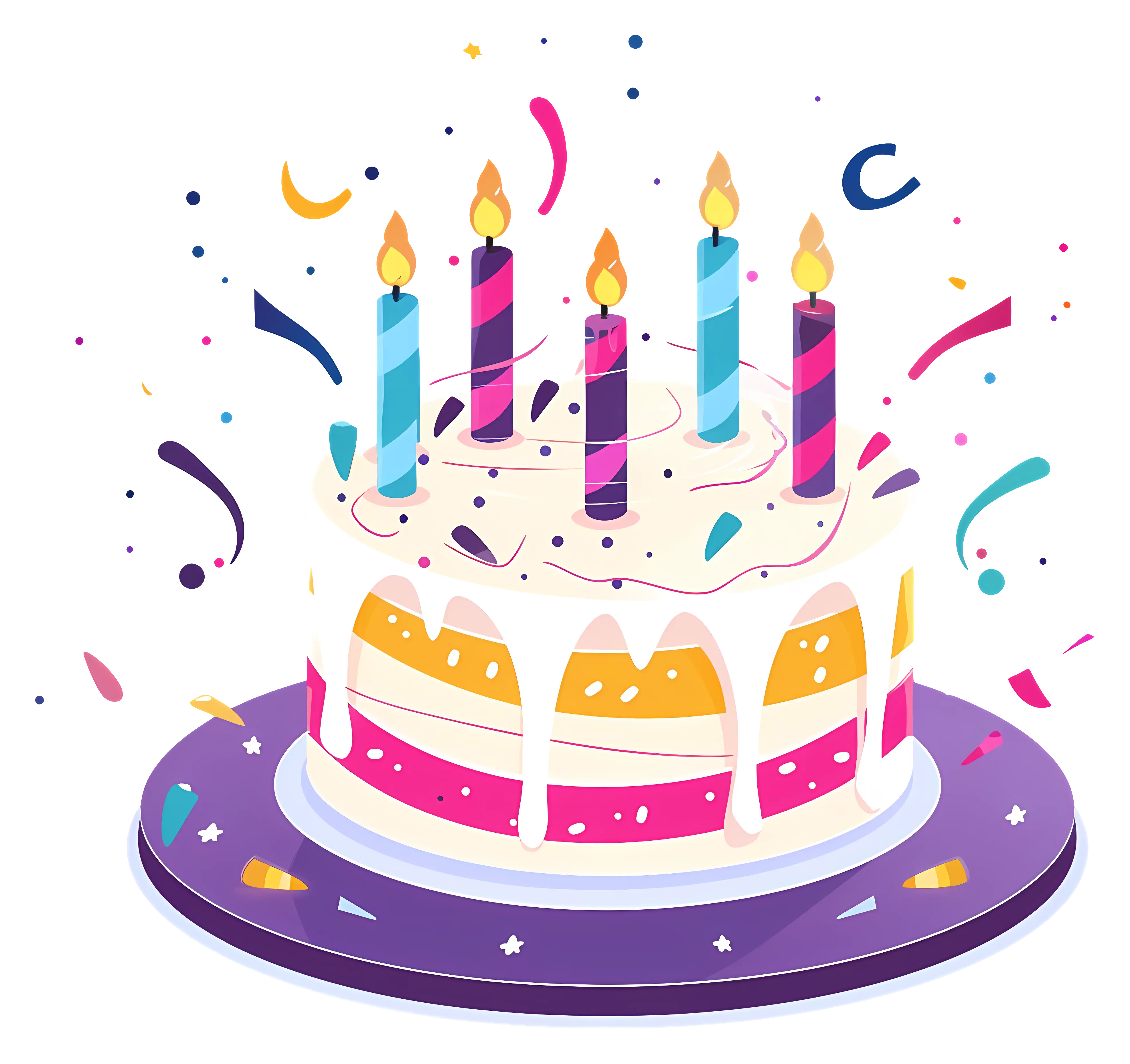 Festive Birthday Cake with Candles