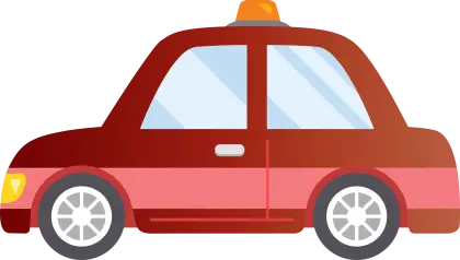 Illustrated Red Taxi with Roof Light
