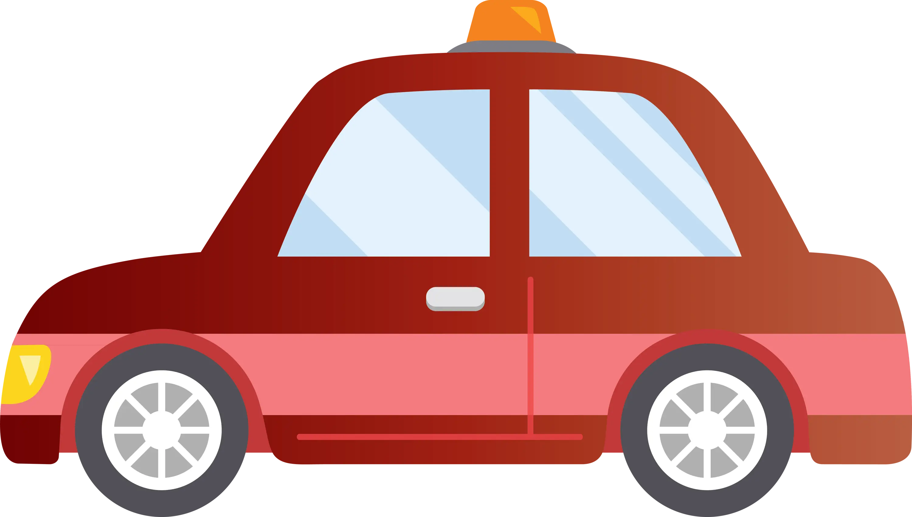 Illustrated Red Taxi with Roof Light