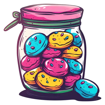 Colorful Cookies in a Glass Jar