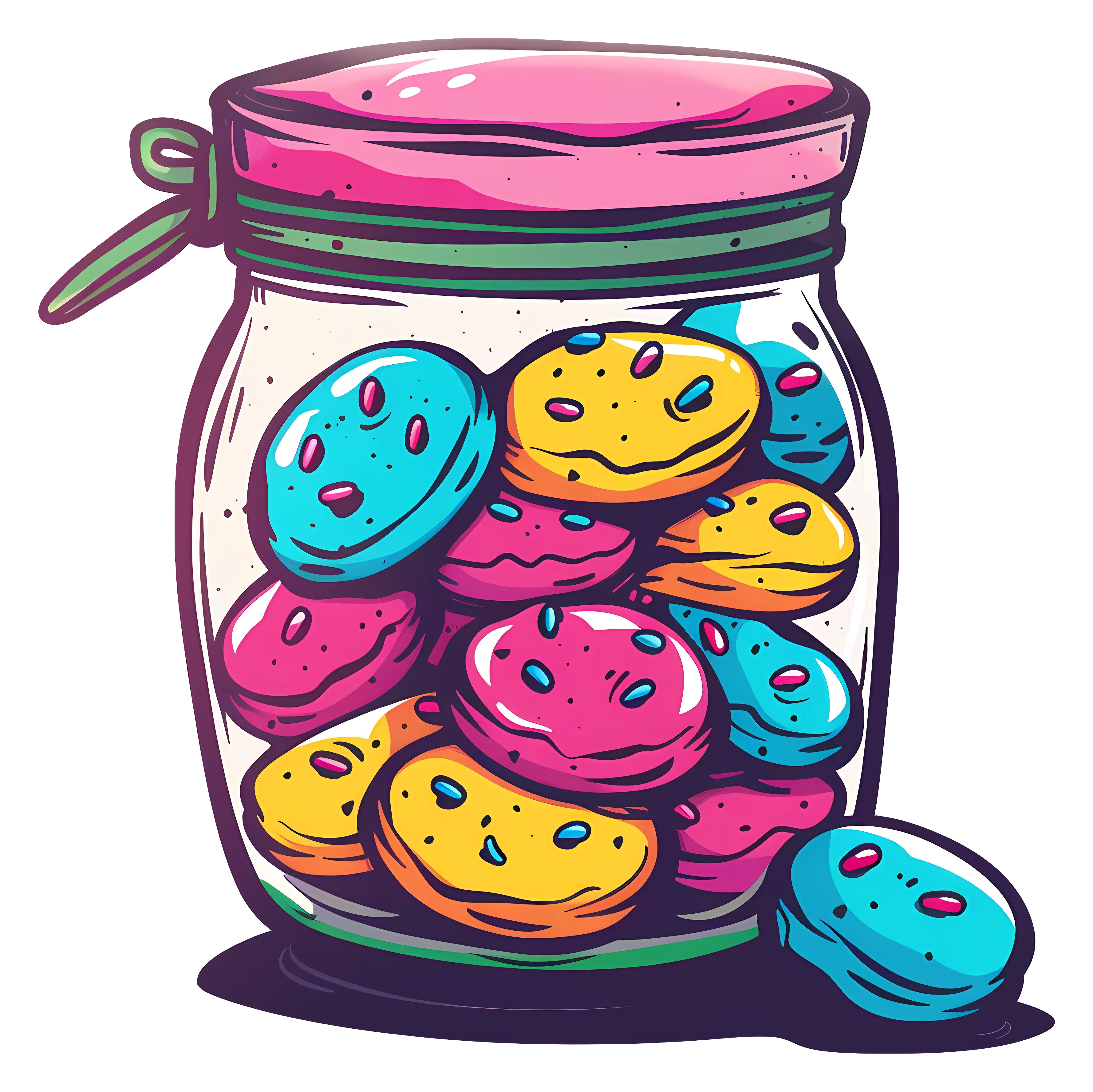 Colorful Cookies in a Glass Jar