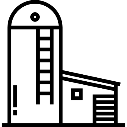 Outline of a Farmhouse and Silo for Rural Themes