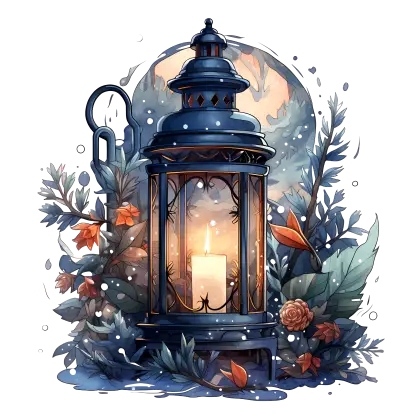Vintage Lantern with Candle and Floral Decor