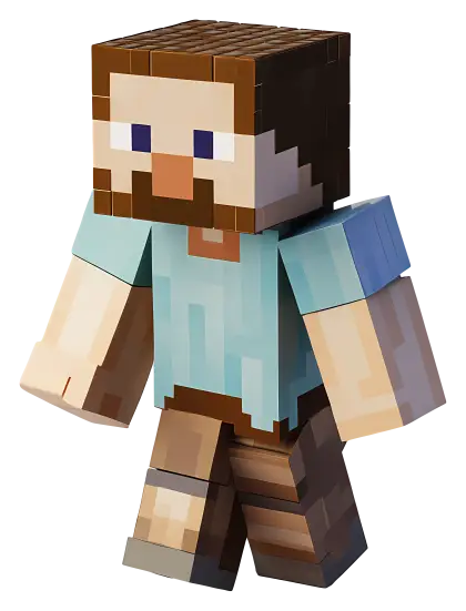 Minecraft-Style Blocky Character Illustration
