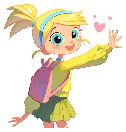 Happy Blonde Girl with Backpack