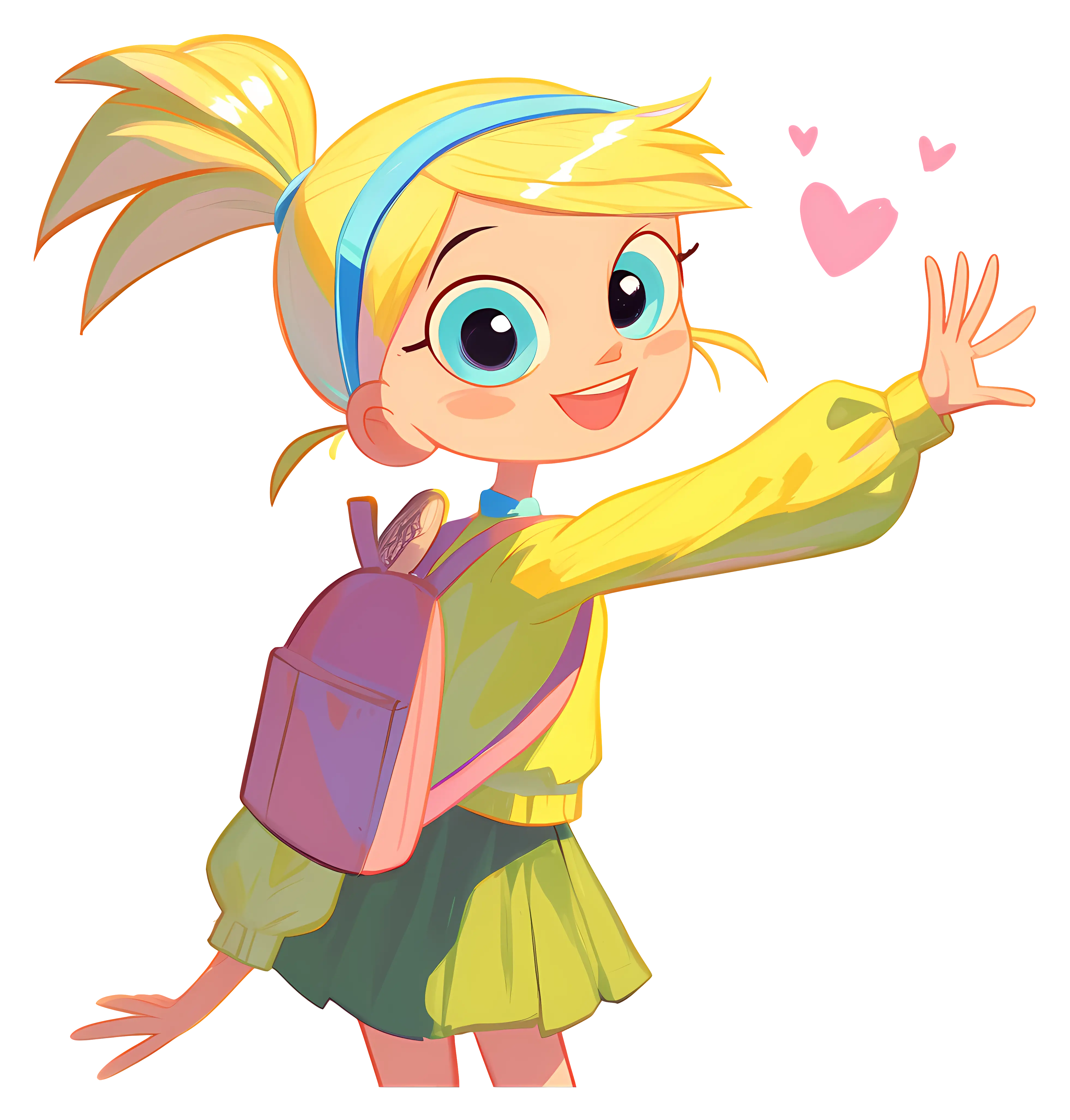 Happy Blonde Girl with Backpack
