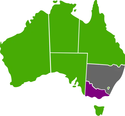 Australian Map with Regional Color Variations