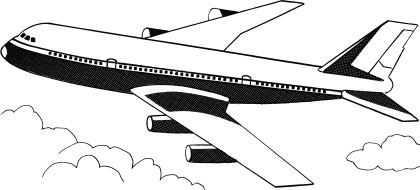 Illustration of an Airplane Flying Above Clouds