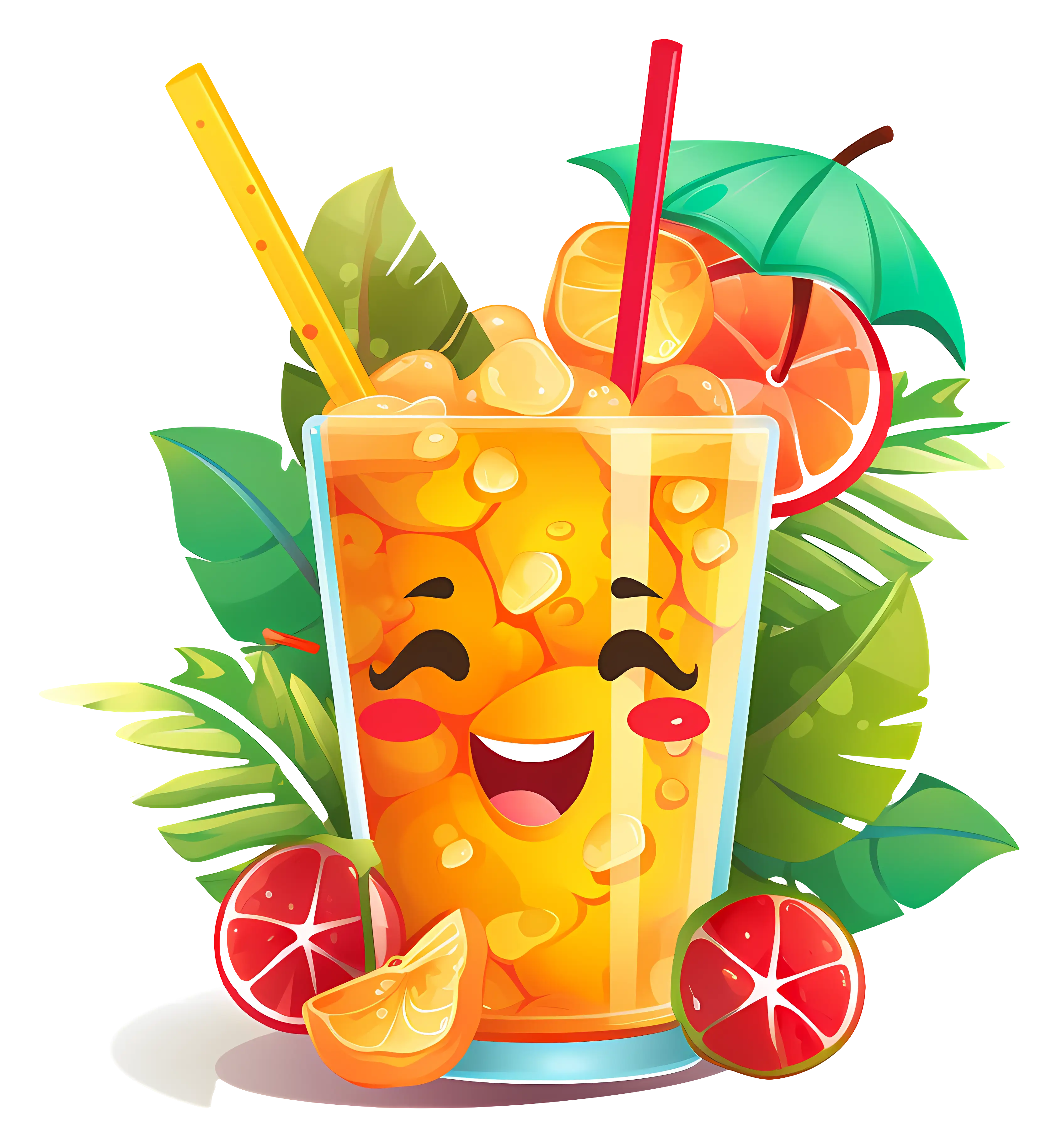 Refreshing Orange Juice with Straw
