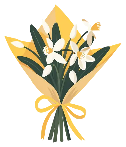Beautiful Flower Bouquet with Yellow Wrapping