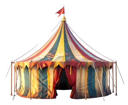 Yellow and Red Circus Tent with Striped Design