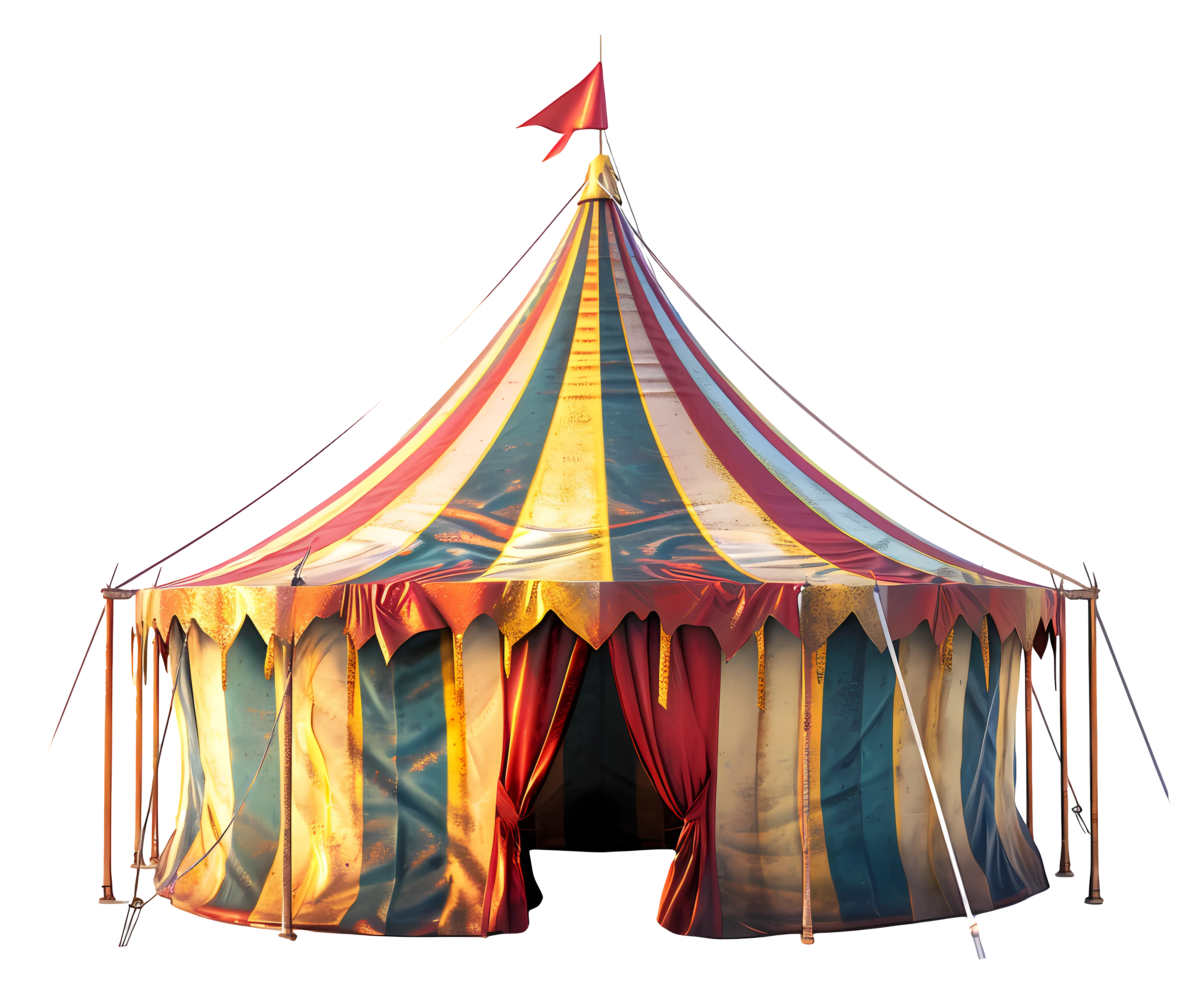 Yellow and Red Circus Tent with Striped Design