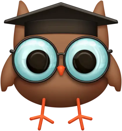 Cartoon Owl with Graduation Hat and Glasses