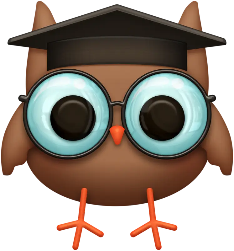 Cartoon Owl with Graduation Hat and Glasses