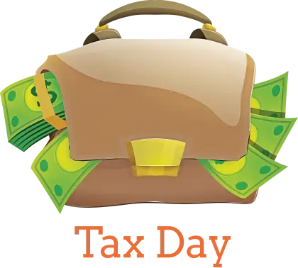Tax Day Briefcase with Money Illustration
