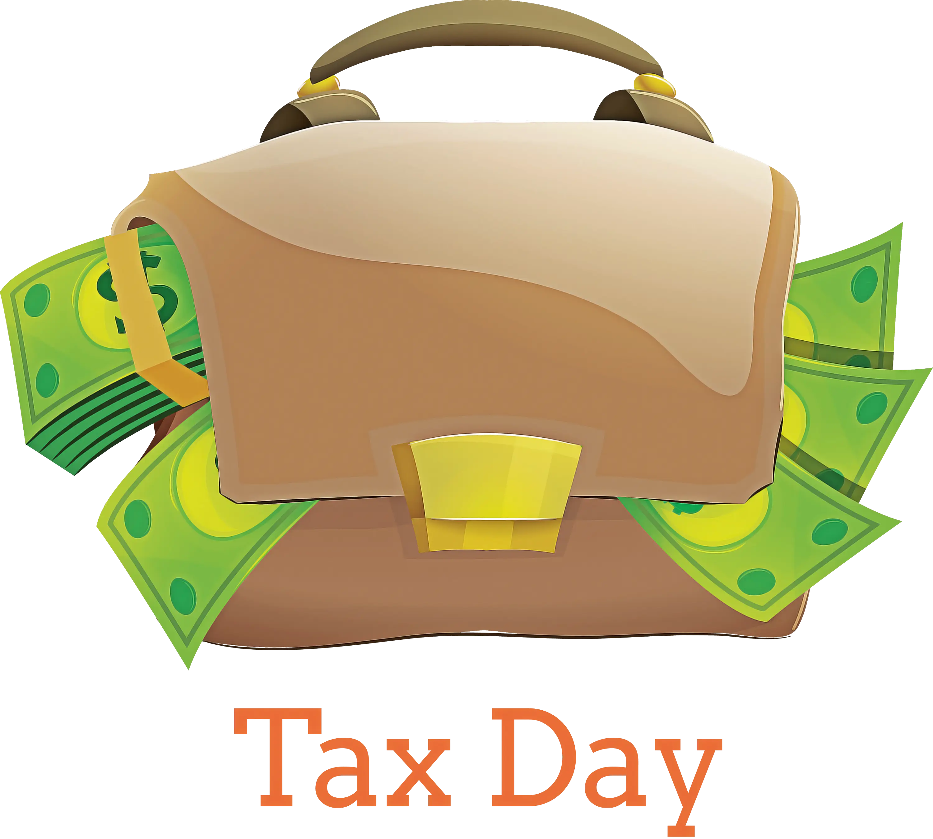 Tax Day Briefcase with Money Illustration
