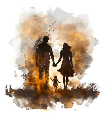 Family Silhouette in Watercolor Art