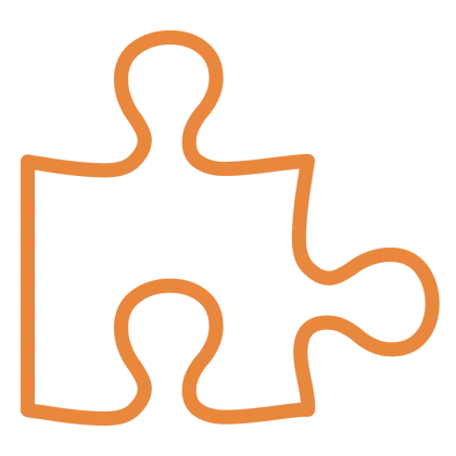 Orange Puzzle Piece Outline Icon