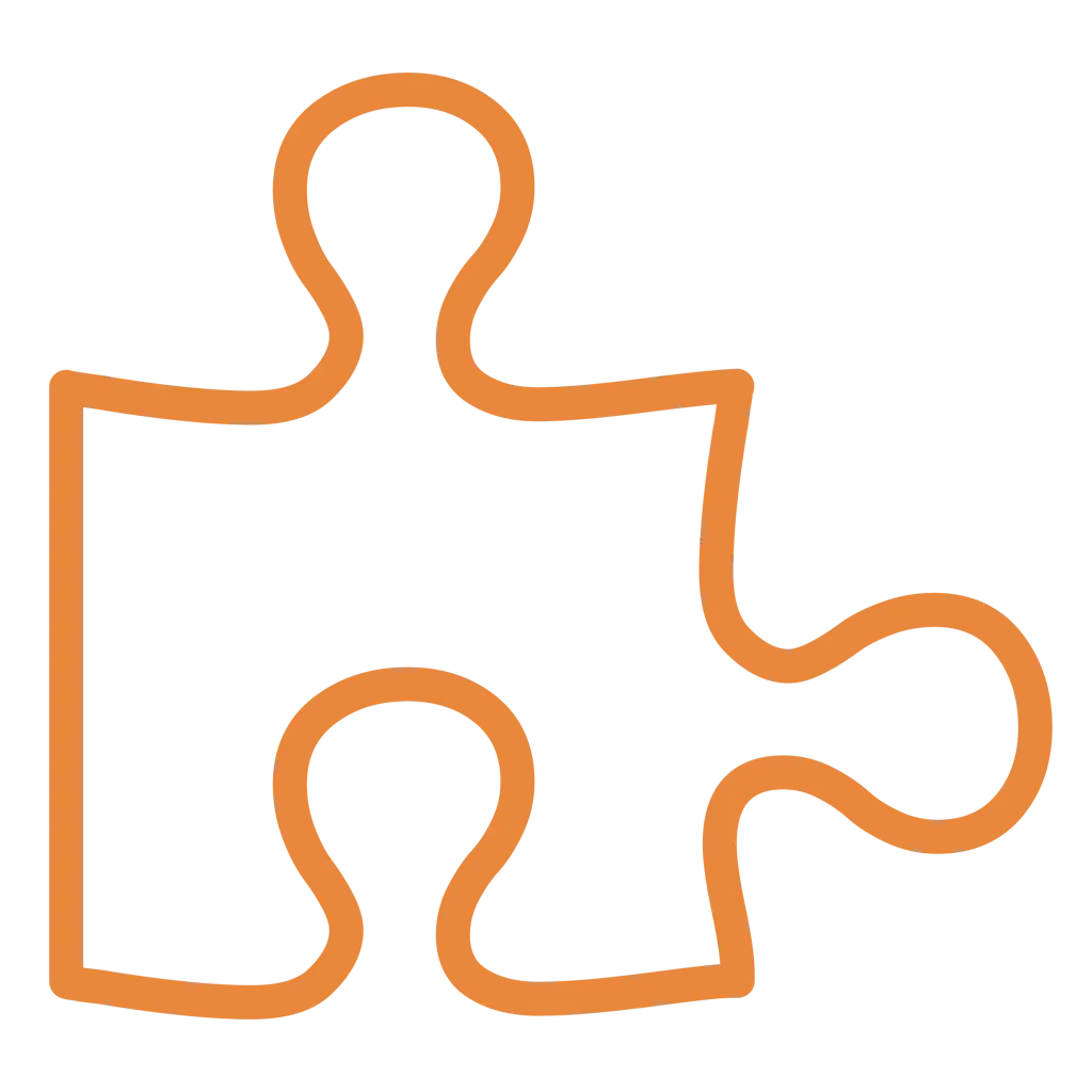 Orange Puzzle Piece Outline Icon