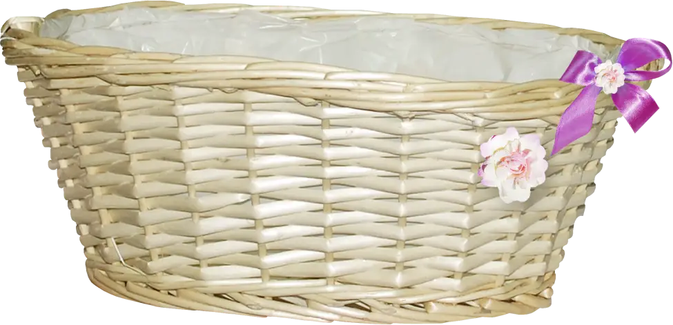 Wicker Basket with Ribbon and Flower