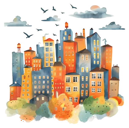 Colorful Cityscape Illustration
