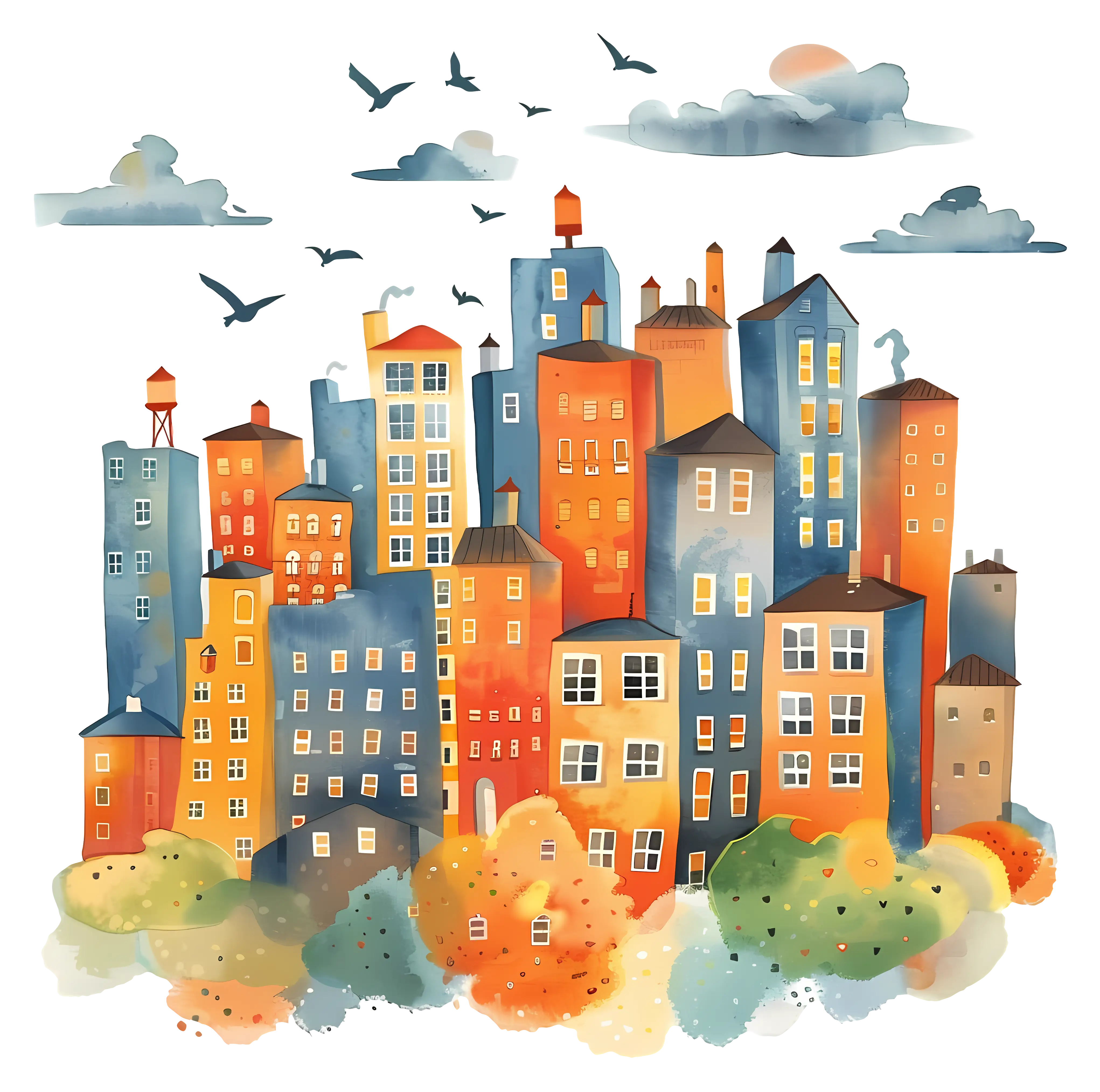 Colorful Cityscape Illustration