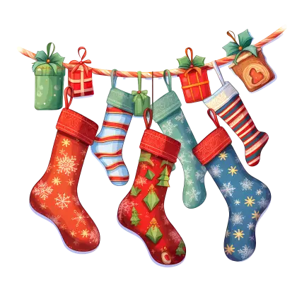 Christmas Stockings Filled with Holiday Gifts