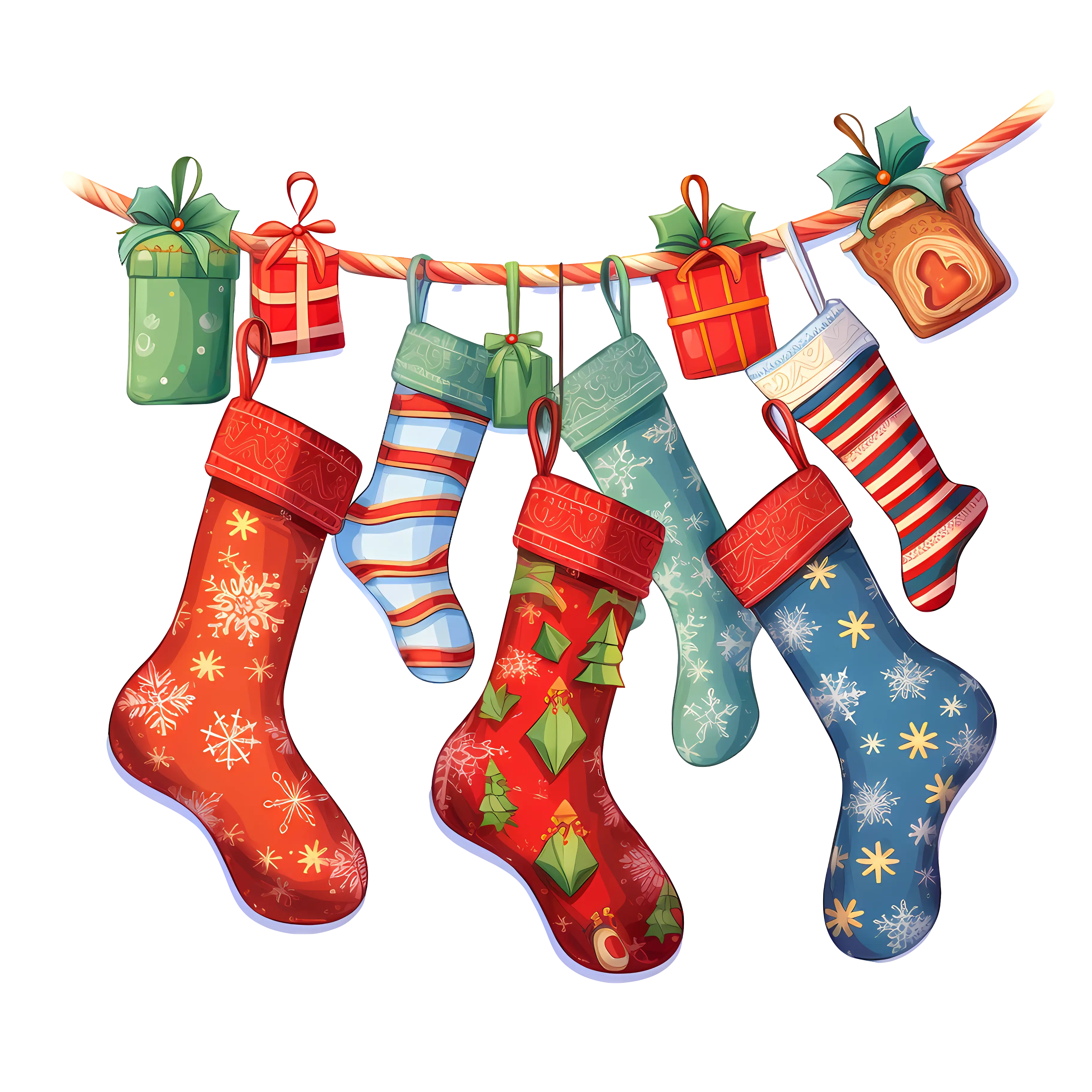 Christmas Stockings Filled with Holiday Gifts