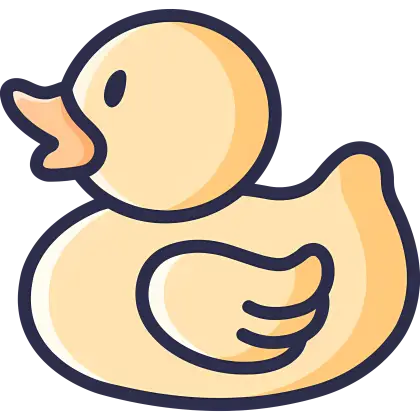 Yellow Rubber Duck Icon in Cartoon Style