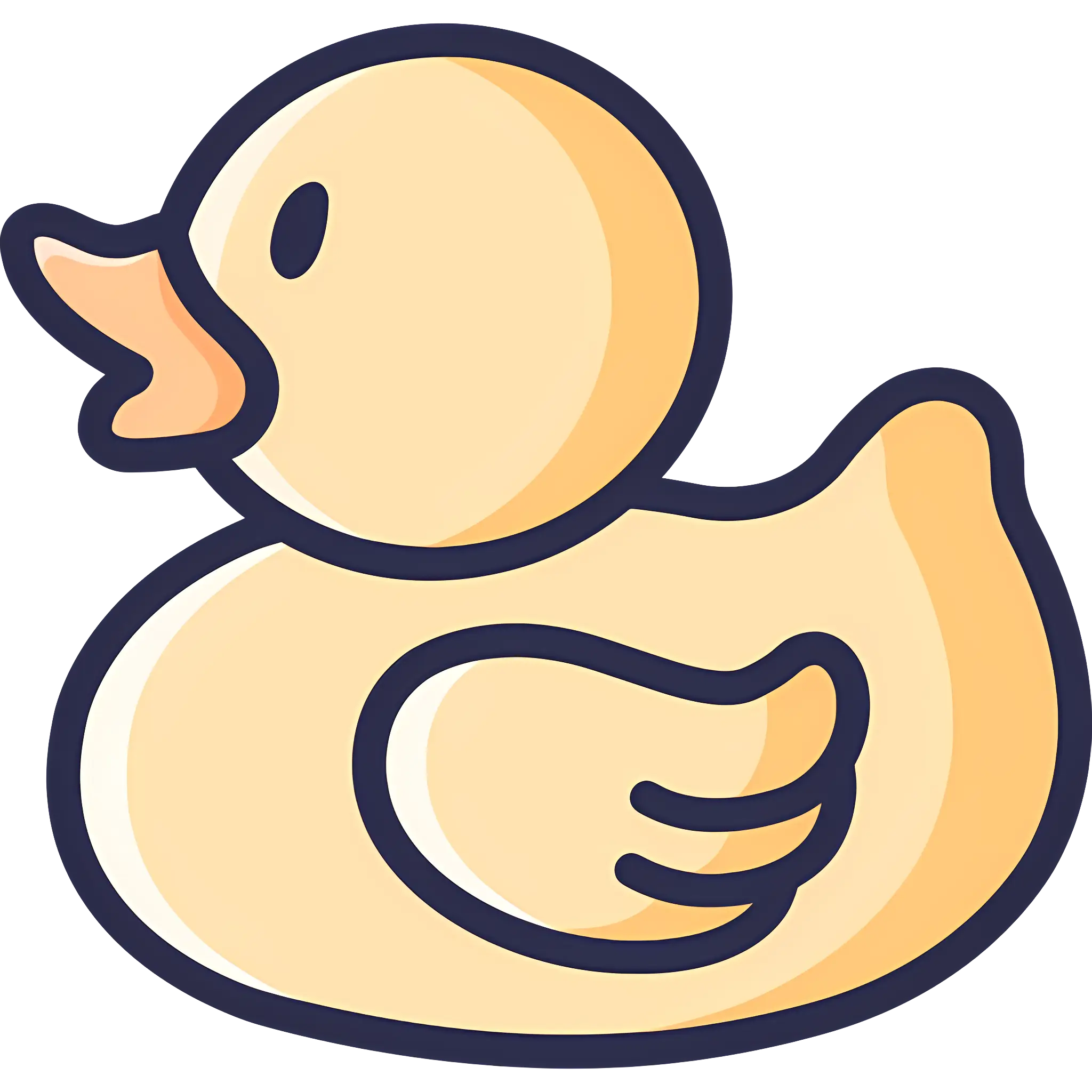 Yellow Rubber Duck Icon in Cartoon Style