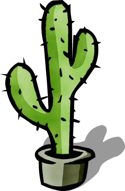 Green Potted Cactus Illustration