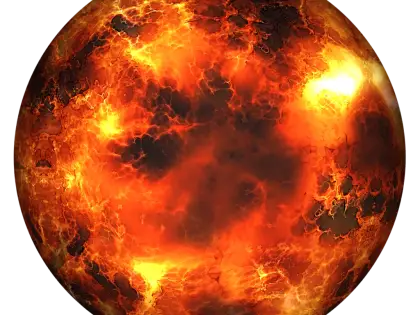 Fiery Planet in Space