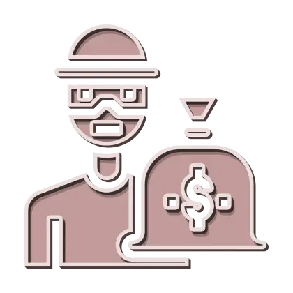 Cartoon Thief with Money Bag Concept Illustration