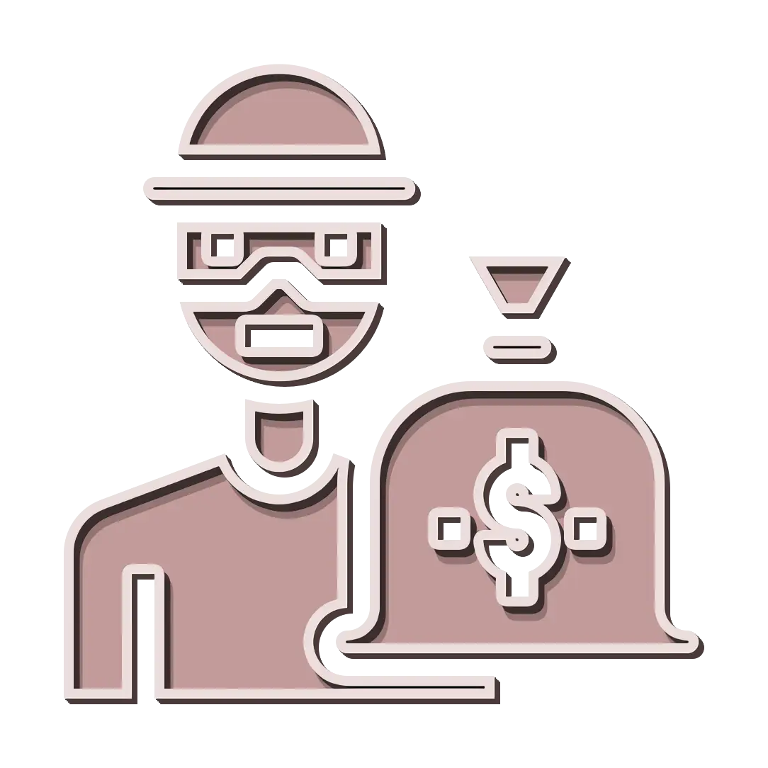 Cartoon Thief with Money Bag Concept Illustration