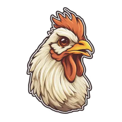 Chicken Head Illustration with Cartoon Details