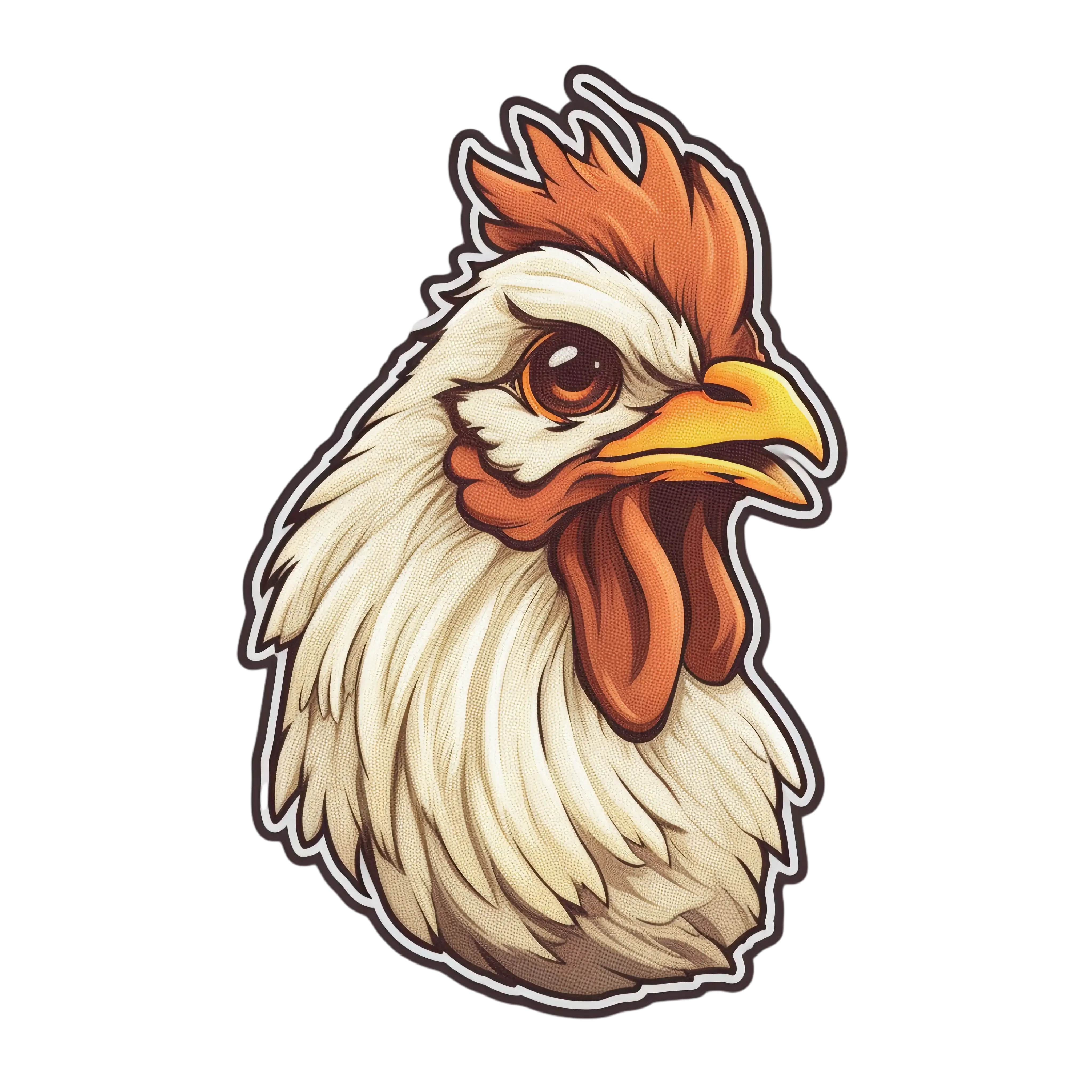 Chicken Head Illustration with Cartoon Details