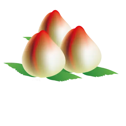 Fresh Peach Fruits with Leaves