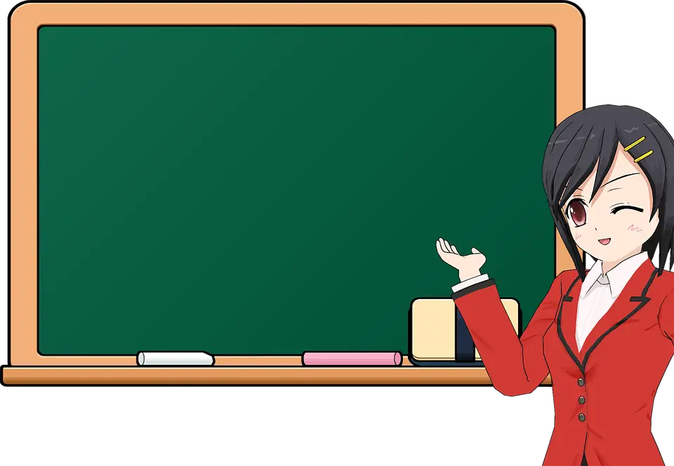 Anime Teacher with Blackboard