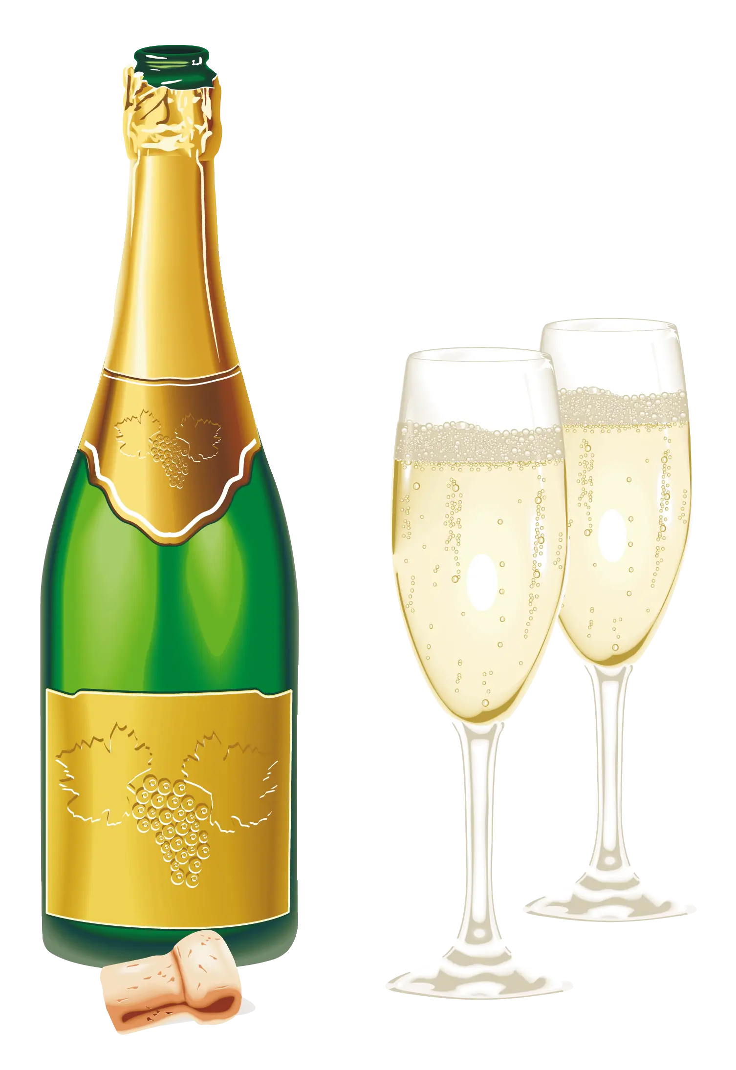 Celebration Champagne Bottle and Glasses