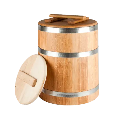 Rustic Wooden Barrel with Lid
