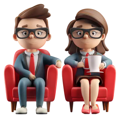 Cartoon Couple in Business Attire
