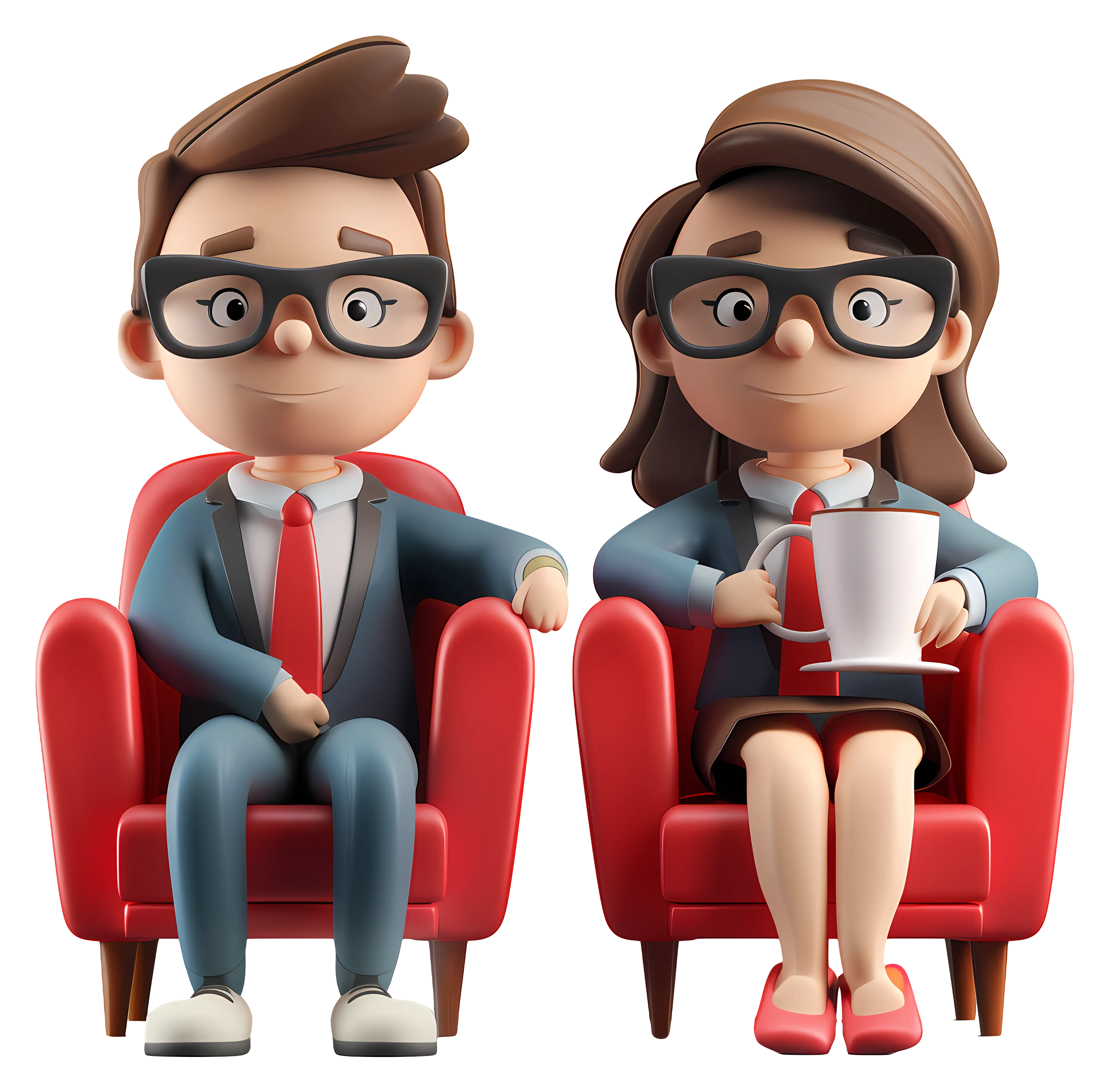 Cartoon Couple in Business Attire