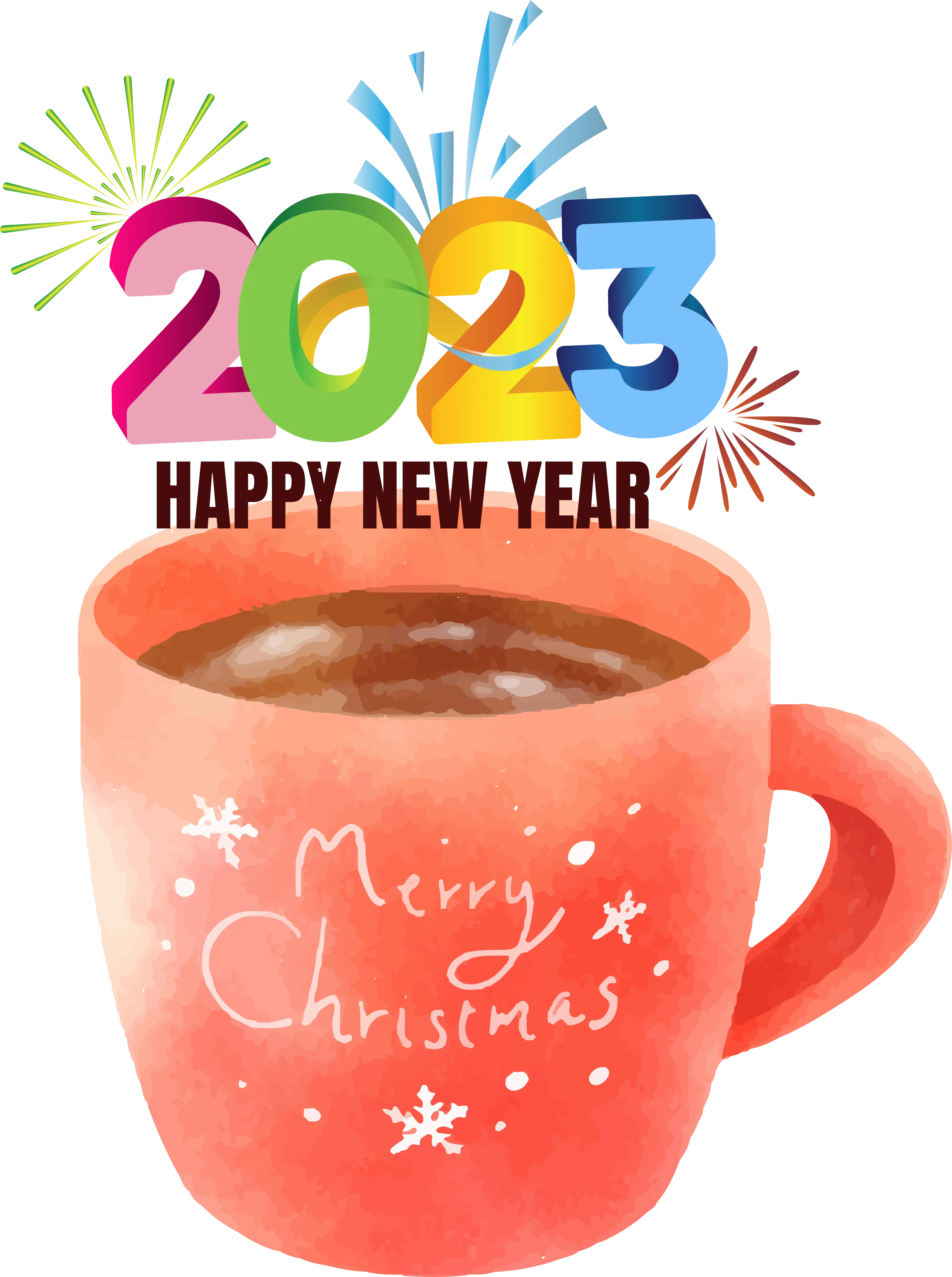 Festive Mug with Merry Christmas and Happy New Year Text