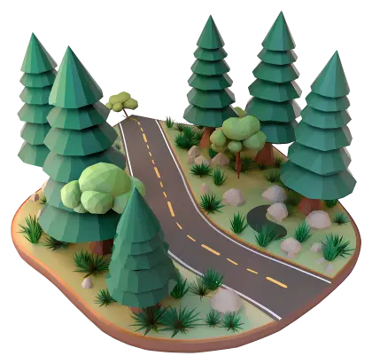 Scenic Forest Road with Pine Trees