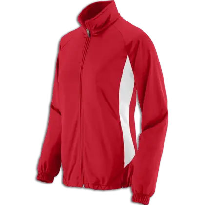 Red Athletic Jacket with White Stripes