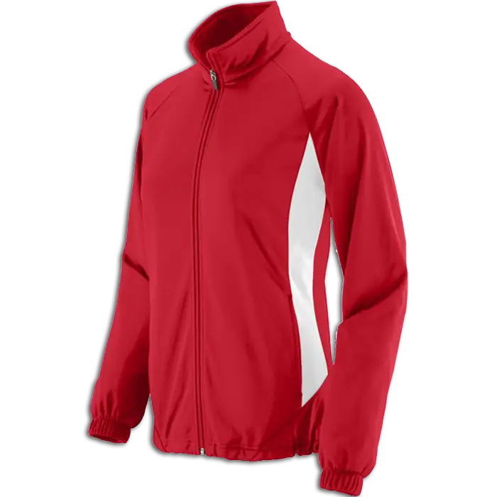 Red Athletic Jacket with White Stripes