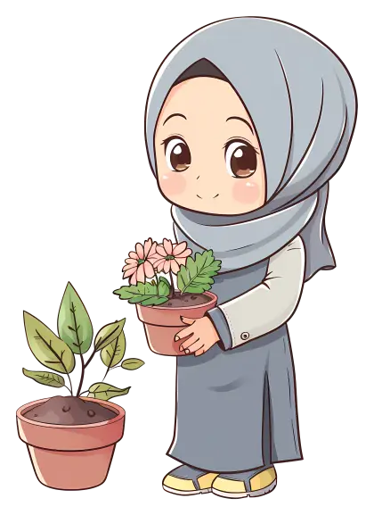 Cute Girl Holding a Plant